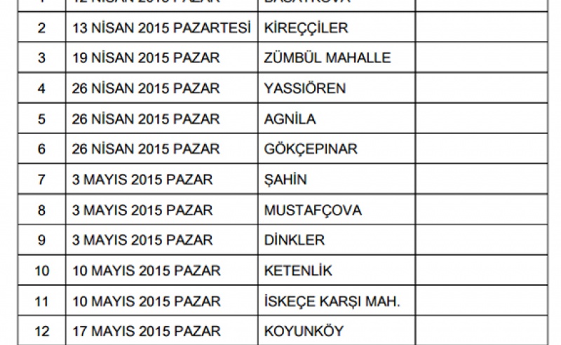 2015 Yılı HATİM PROGRAMI